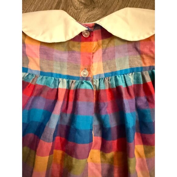Vintage Union Made  Lil Airess 24 Mos Girls Dress Plaid Collar ILGWU USA Made - Picture 2 of 7